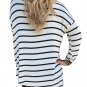Asymmetrical Loose Casual White Stripe Long Sleeve
