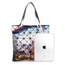 Diamond Pattern Foldable Handbag Patchwork Large Capacity Tote