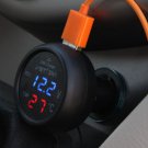 Digital Voltmeter Thermometer 12V 24V Cigarette Lighter USB Car Charger 3in1