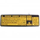 USB Computer Keyboard High Contrast Yellow Keys Black Letter