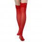 Women Lace Top Silicone Sheer Over Keen Thigh High Stockings
