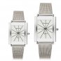 Men Women Casual Square Stainless Steel Quartz Couple Watch