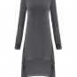 Plus Size Gray Knit Women Long Loose T-Shirt