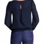 Casual Navy V Neck Women Chiffon Blouse