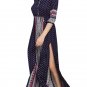 Bohemian Printed V Neck High Waist Button Maxi Dress