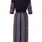 Bohemian Printed V Neck High Waist Button Maxi Dress