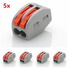 5pcs 2P Electric Cable Wire Connector Reusable Spring Lever Terminal Block