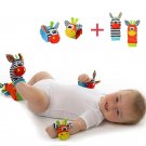 4pcs Baby Infant Kids Foot Sock & Wrist Rattles Developmental Soft Animal Toys