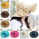 Summer Beach Hat Bow Foldable Wide Brim