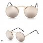 Unisex Vintage Round Metal Frame Flip Up Sunglasses