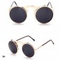 Unisex Vintage Round Metal Frame Flip Up Sunglasses