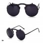 Unisex Vintage Round Metal Frame Flip Up Sunglasses