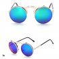 Unisex Vintage Round Metal Frame Flip Up Sunglasses