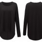 Women Loose Solid Batwing Sleeve Hem T-Shirt