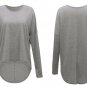Women Loose Solid Batwing Sleeve Hem T-Shirt