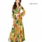 Casual Hot Floral Chiffon Deep V Neck Long Sleeve Maxi Party Dress