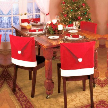 1PCS Santa Red Hat Chair Covers Christmas Decorations