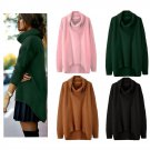 Knitted Women Tops High Neck Long Sleeve Sweater Loose