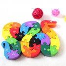 Kids Wooden Block Toys In Alphabet Number Jigsaw Puzzle Snake Shape