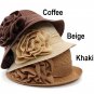 Women Summer Ruffle Flower Side Flip Bucket Cloche Beach Straw Hat