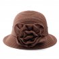 Women Summer Ruffle Flower Side Flip Bucket Cloche Beach Straw Hat