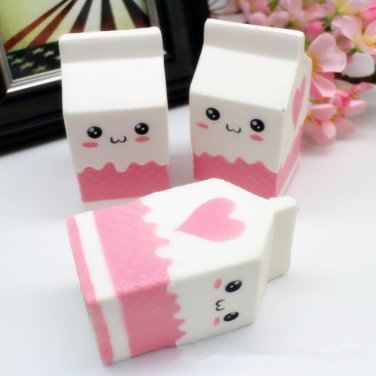 Squishy Jumbo Pink Milk Box Bottle Slow Rising Soft Collection Gift Decor Toy