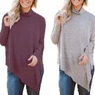 Women Casual Summer Spring Long Sleeve Irregular Hem Batwing Shirts