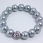garlicfashion special elegant women fashion SOIREE pave bracelet Grey pearl