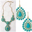 garlicfashion special elegant women fashion Charlize Teardrop turquoise necklace earrings set