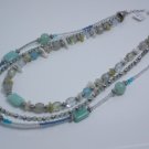 garlicfashion DIY handmade women fashion multi-strand Green glass bead necklace