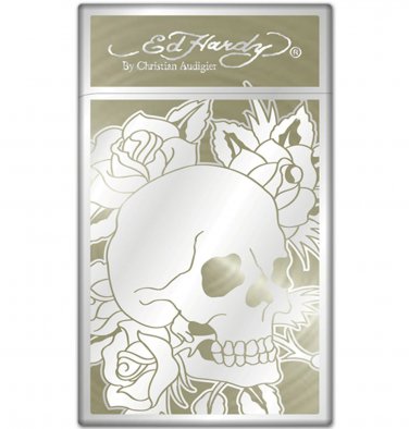 ed hardy cigarette lighter Ed Hardy Christian Audigier ENZO Lighter SKULL Silver-Plated Engraved Torch  Refl