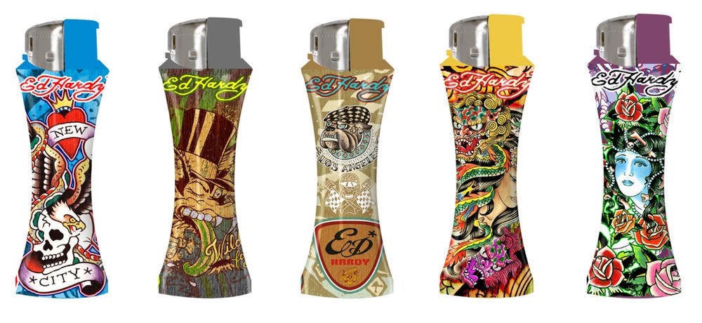 ED HARDY Lighters Christian Audigier Refillable Cigarette CURVE