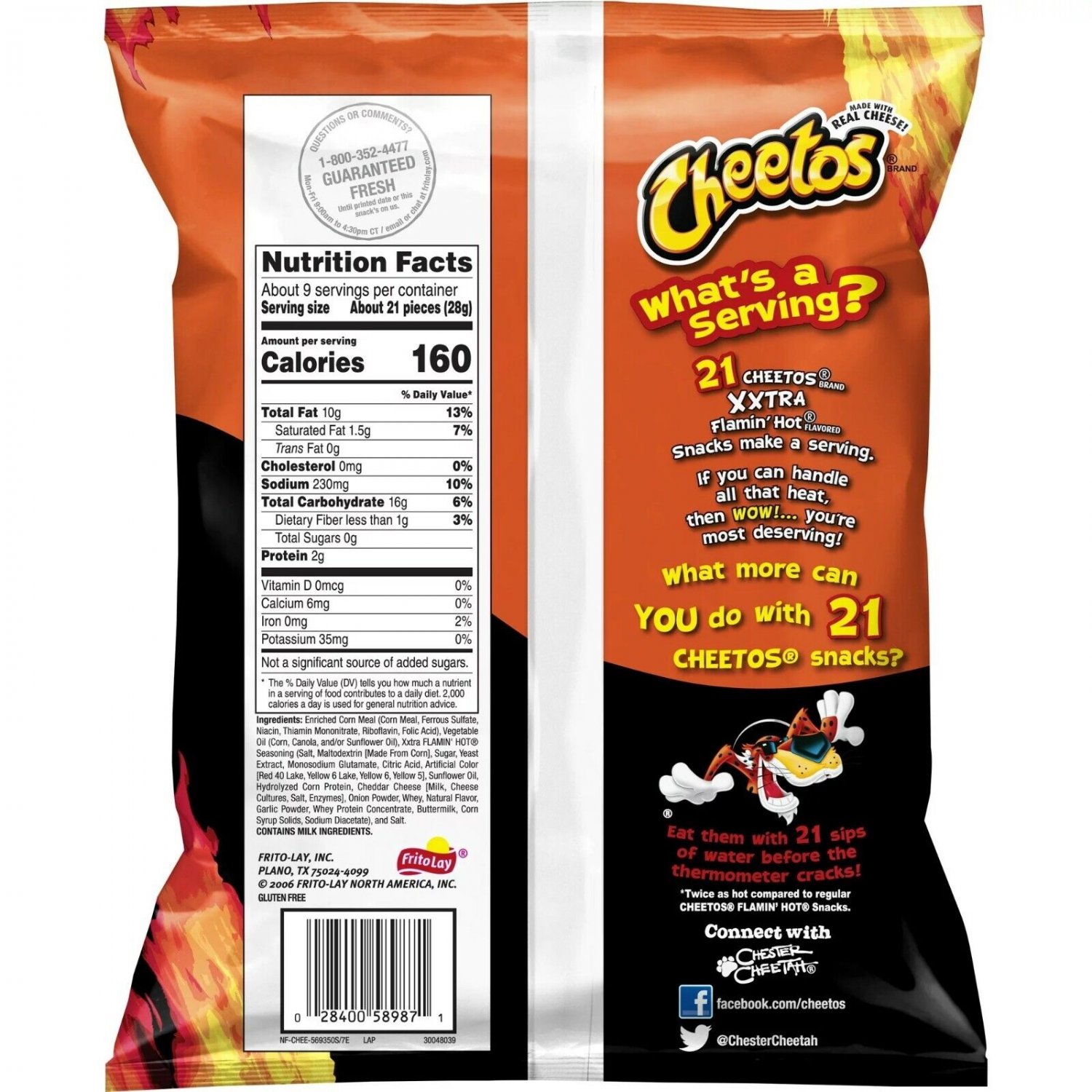 Cheetos Crunchy Xxtra Flamin Hot Cheese Snack Chips 18375oz 1 Large Now Back 5054