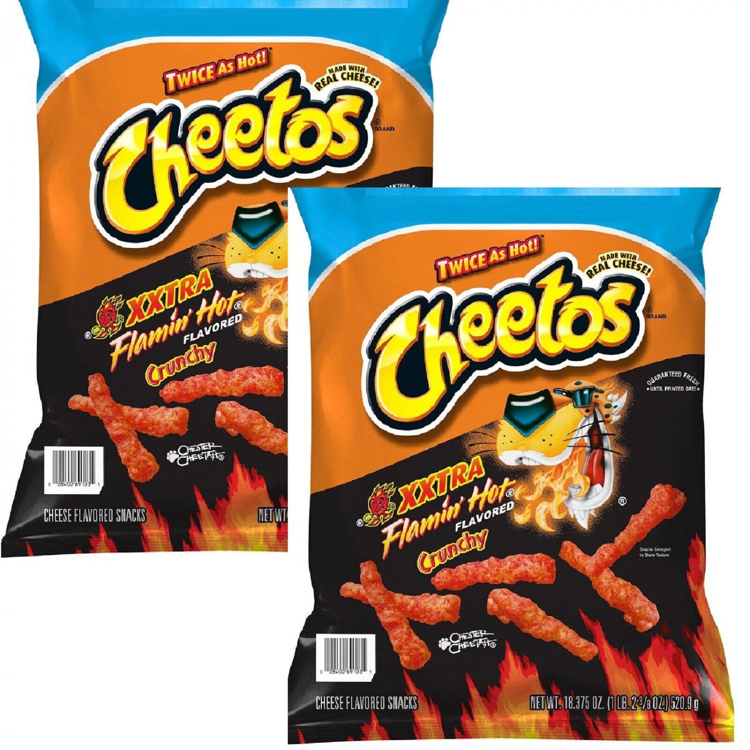 Cheetos Crunchy XXTRA FLAMIN' HOT Cheese Snack Chips 18.375Oz (2 Large ...