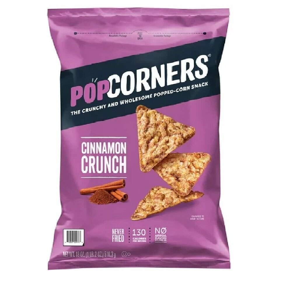 Popcorners CINNAMON CRUNCH Popped Corn Puffed Chips Snacks, 7 oz Bag (1 Bag)