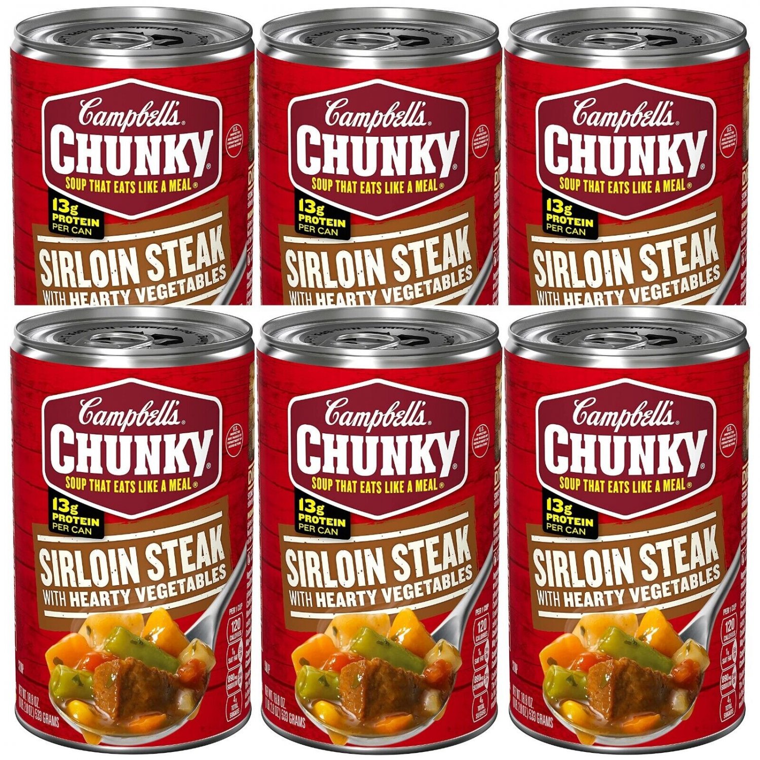 Campbell's Chunky Grilled Sirloin Steak w Hearty Vegetables Soup (6 Pack)