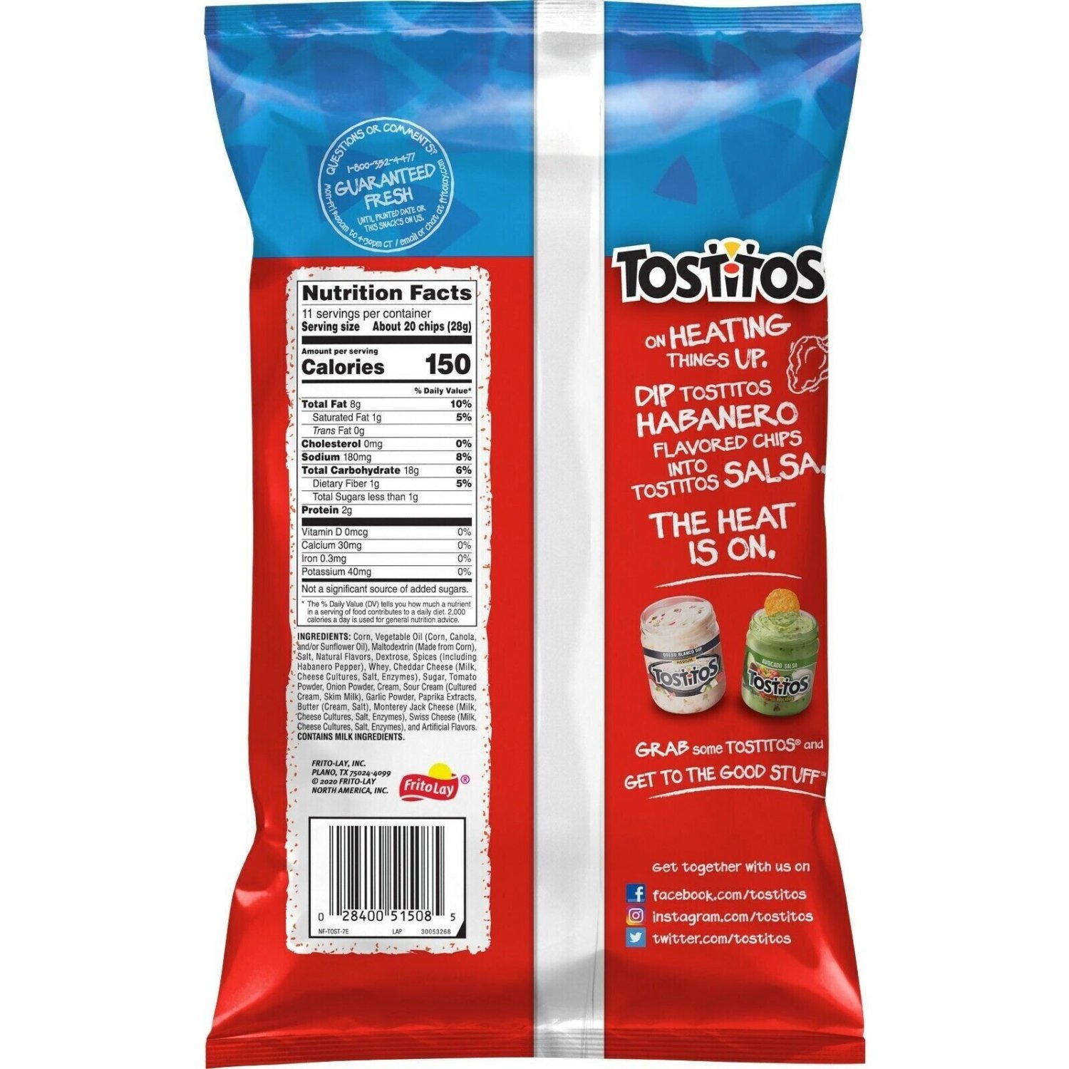 Tostitos Habanero Flavored Tortilla Chips, 11 oz Bag