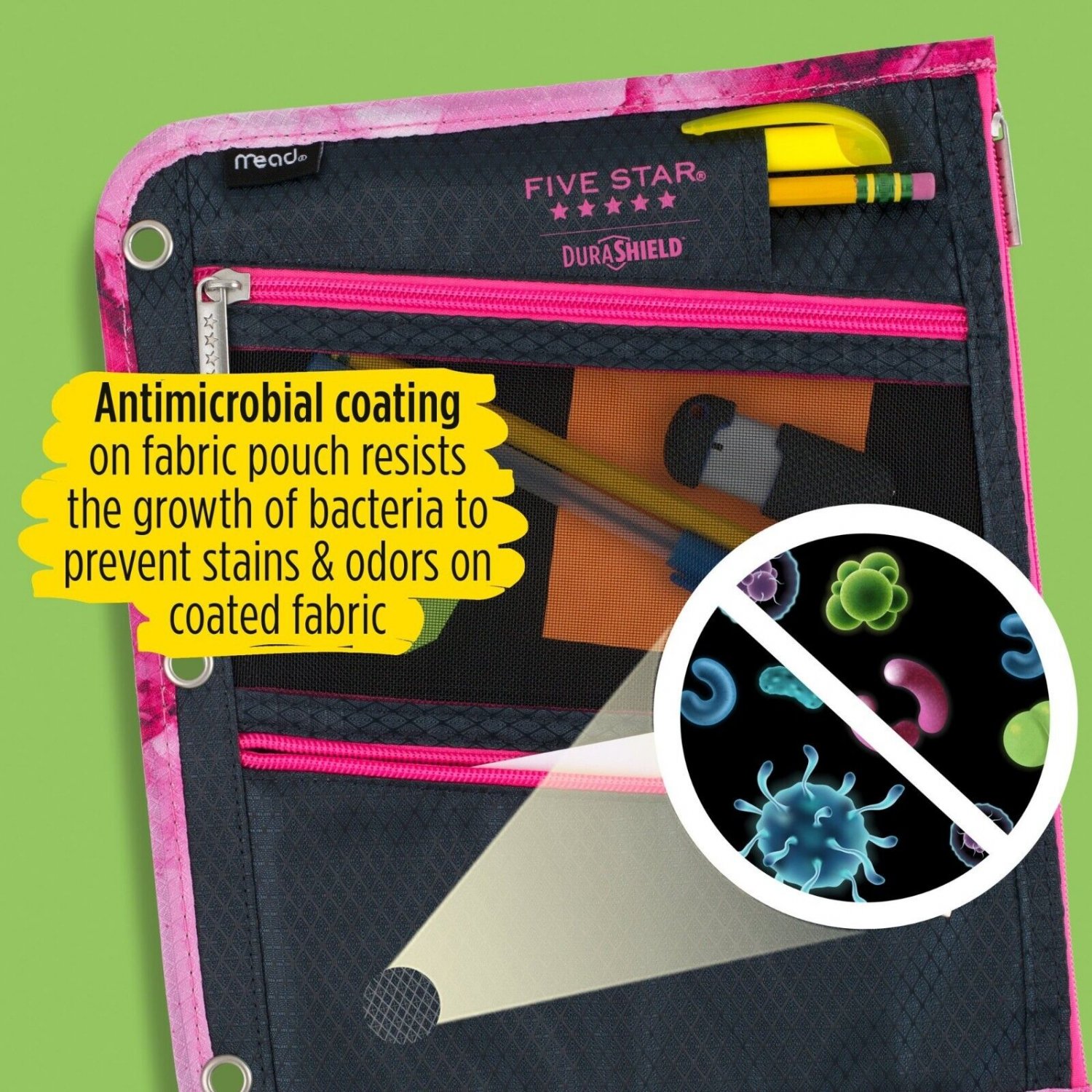 Mead Five Star Binder Pencil Pouch for 3 Ring Binder 2 Zipper Pockets