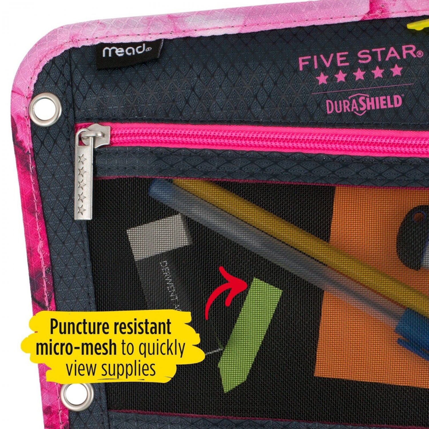 Mead Five Star Binder Pencil Pouch for 3 Ring Binder 2 Zipper Pockets