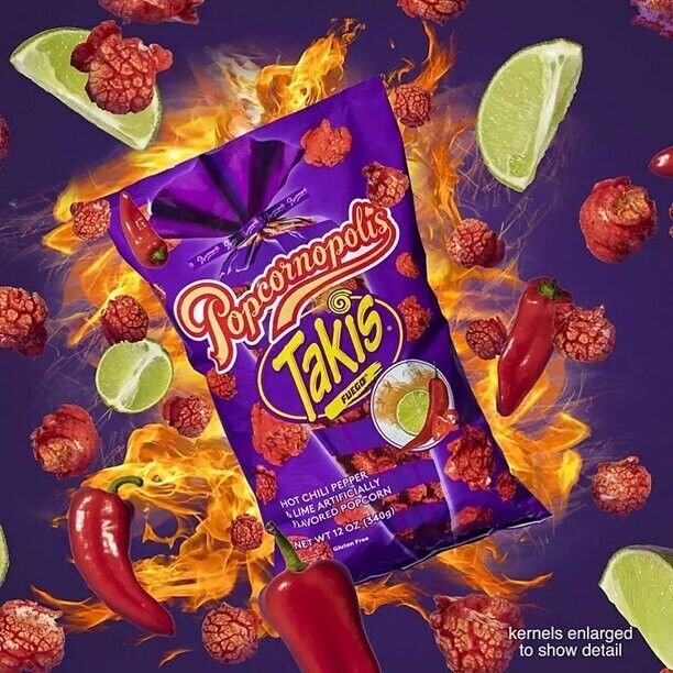 Popcornopolis Takis Fuego Flavored Popcorn 12oz. Hot Chili Pepper & Lime LIMITED