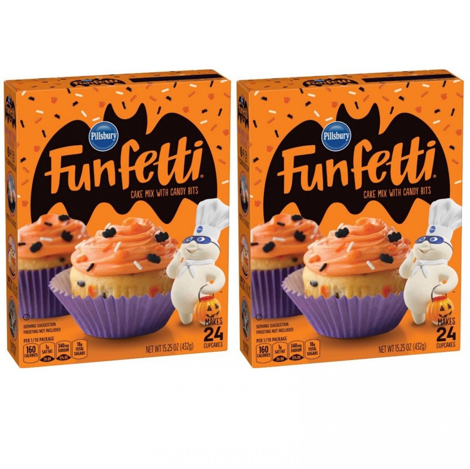 Pillsbury Funfetti Orange CAKE MIX with Candy Bits 15 Oz., (2 Pack)