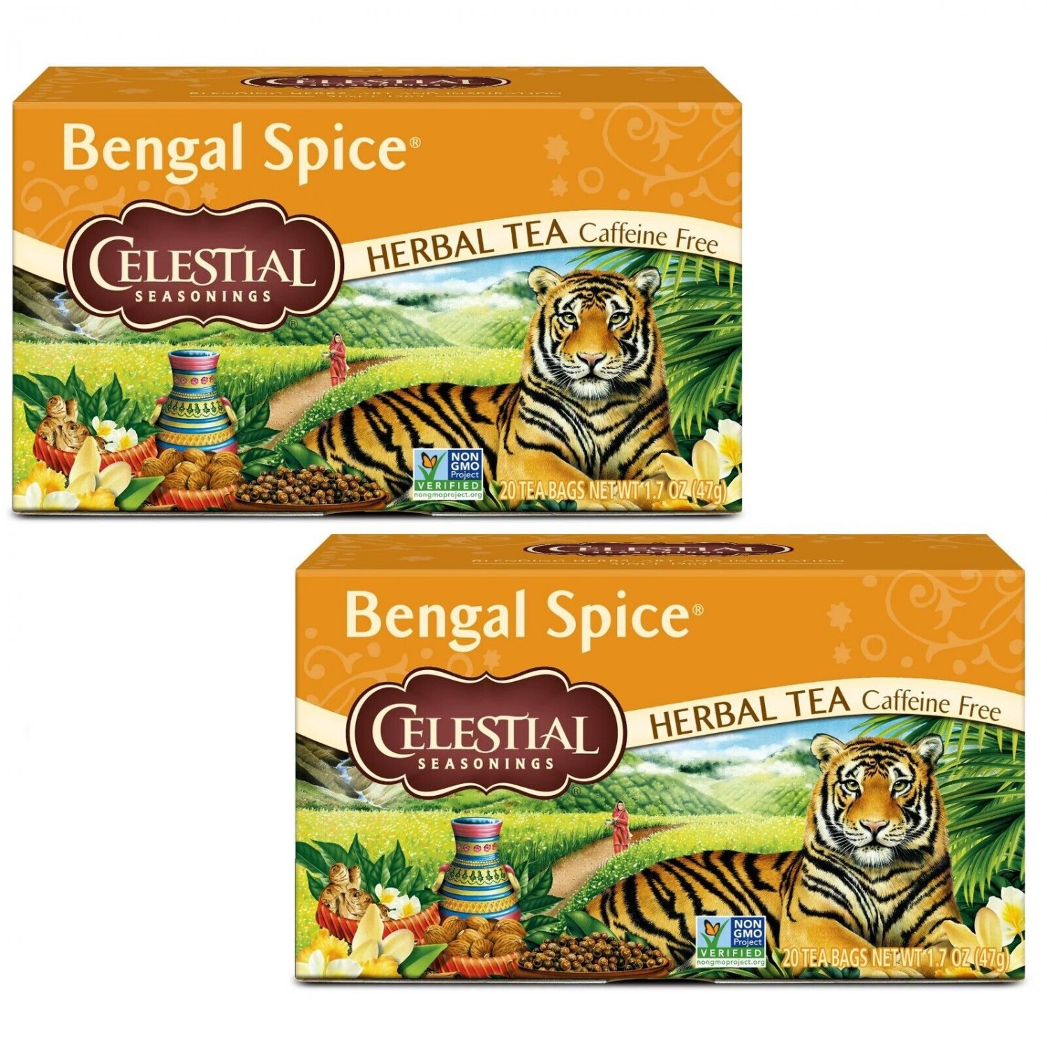 Celestial Seasonings Tea BENGAL SPICE 20 ct (2 Boxes)