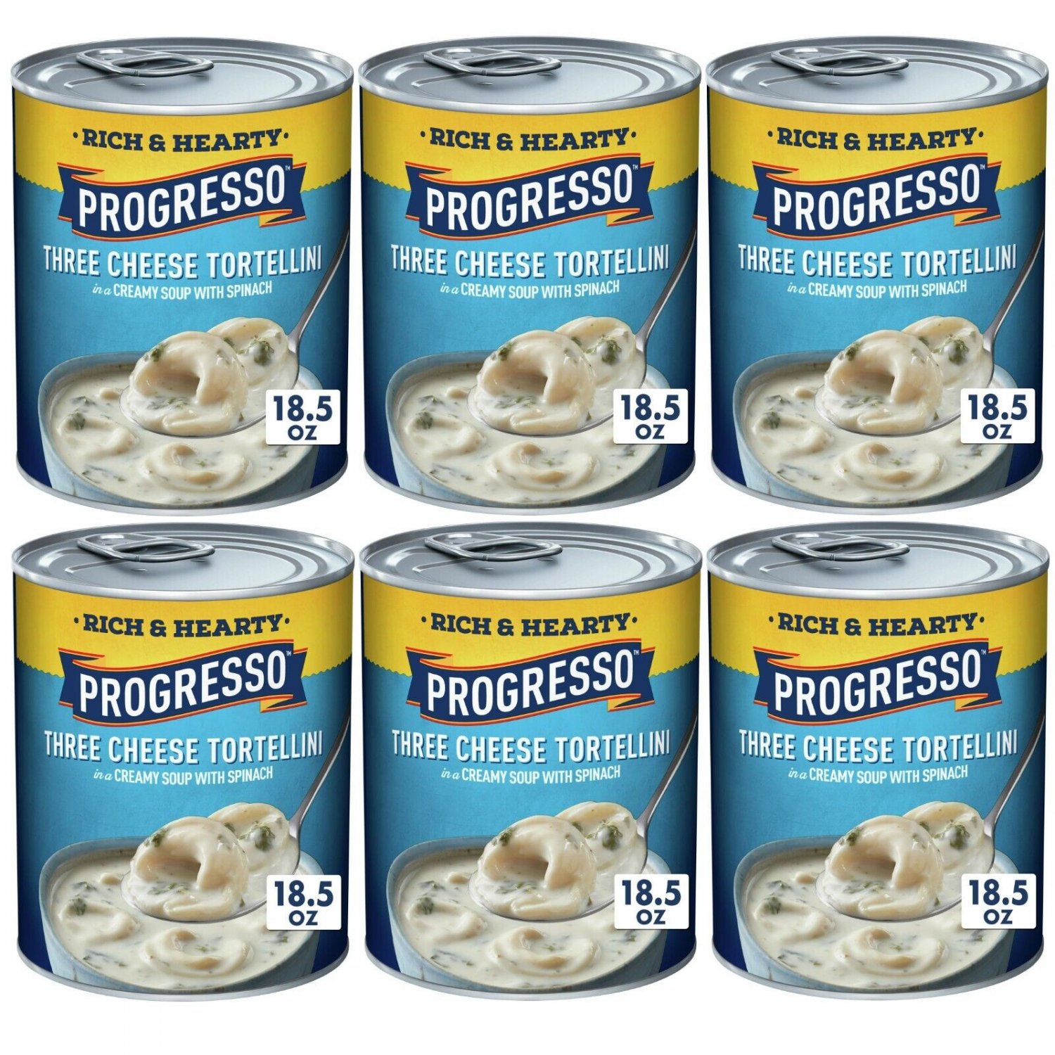 Progresso Rich & Hearty THREE CHEESE TORTELLINI Soup 18.5oz (6 Cans) 3 ...