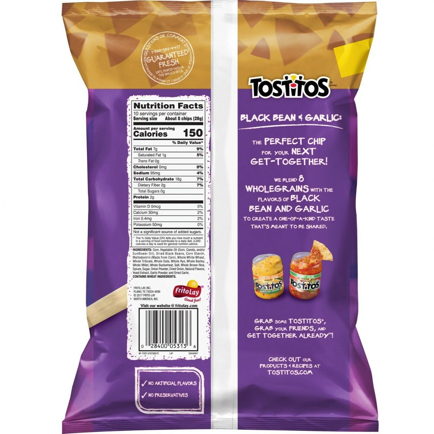 Tostitos Black Bean & Garlic Flavored Tortilla Chips, 9 Oz. (1 Bag)