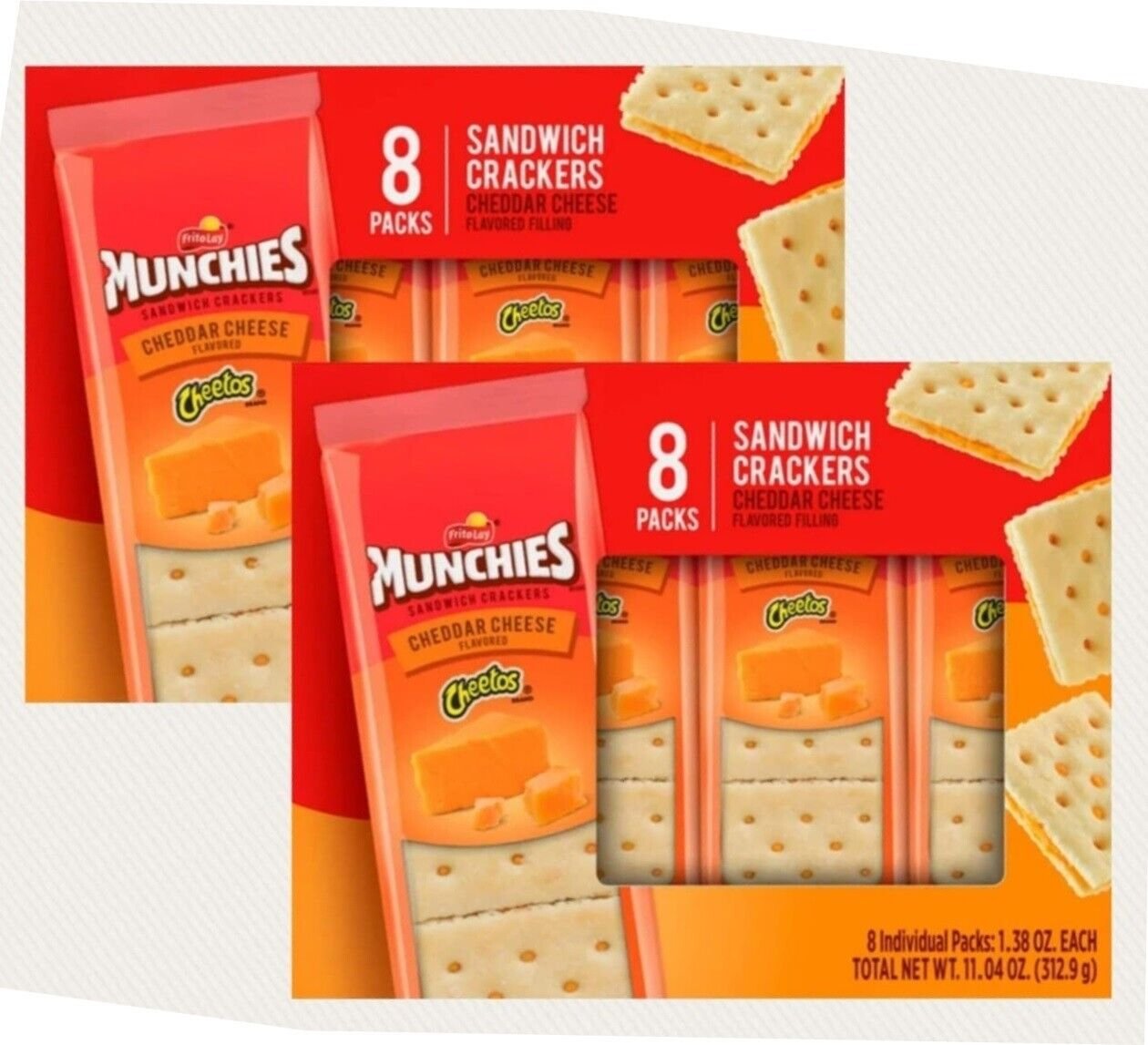 FritoLay Cheetos Munchies CHEDDAR CHEESE Sandwich Crackers 16 Packet or 2 Boxes