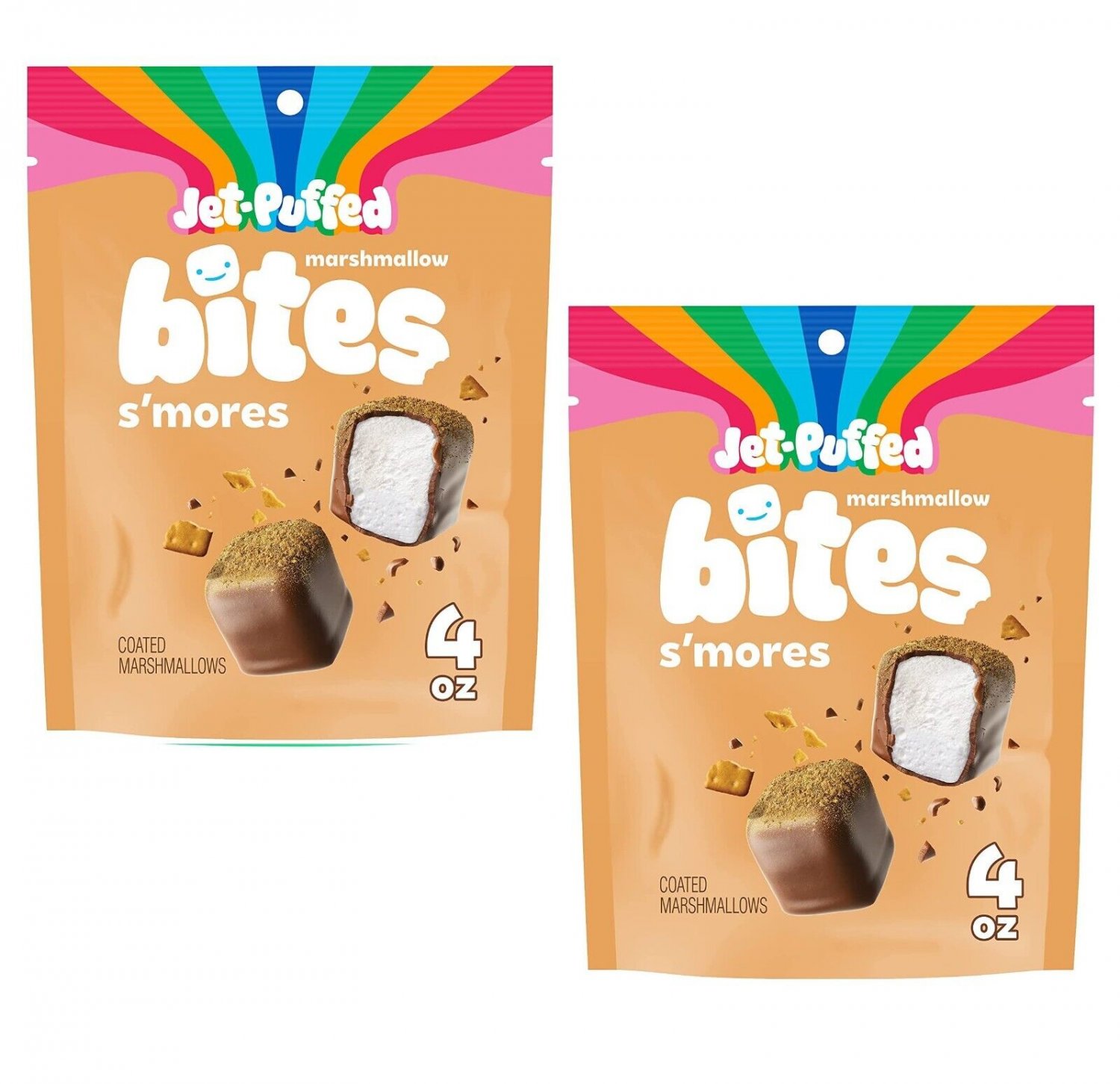 JetPuffed Marshmallow Bites S’mores 2 Reseal Bags 4oz.. BEST SELL BY