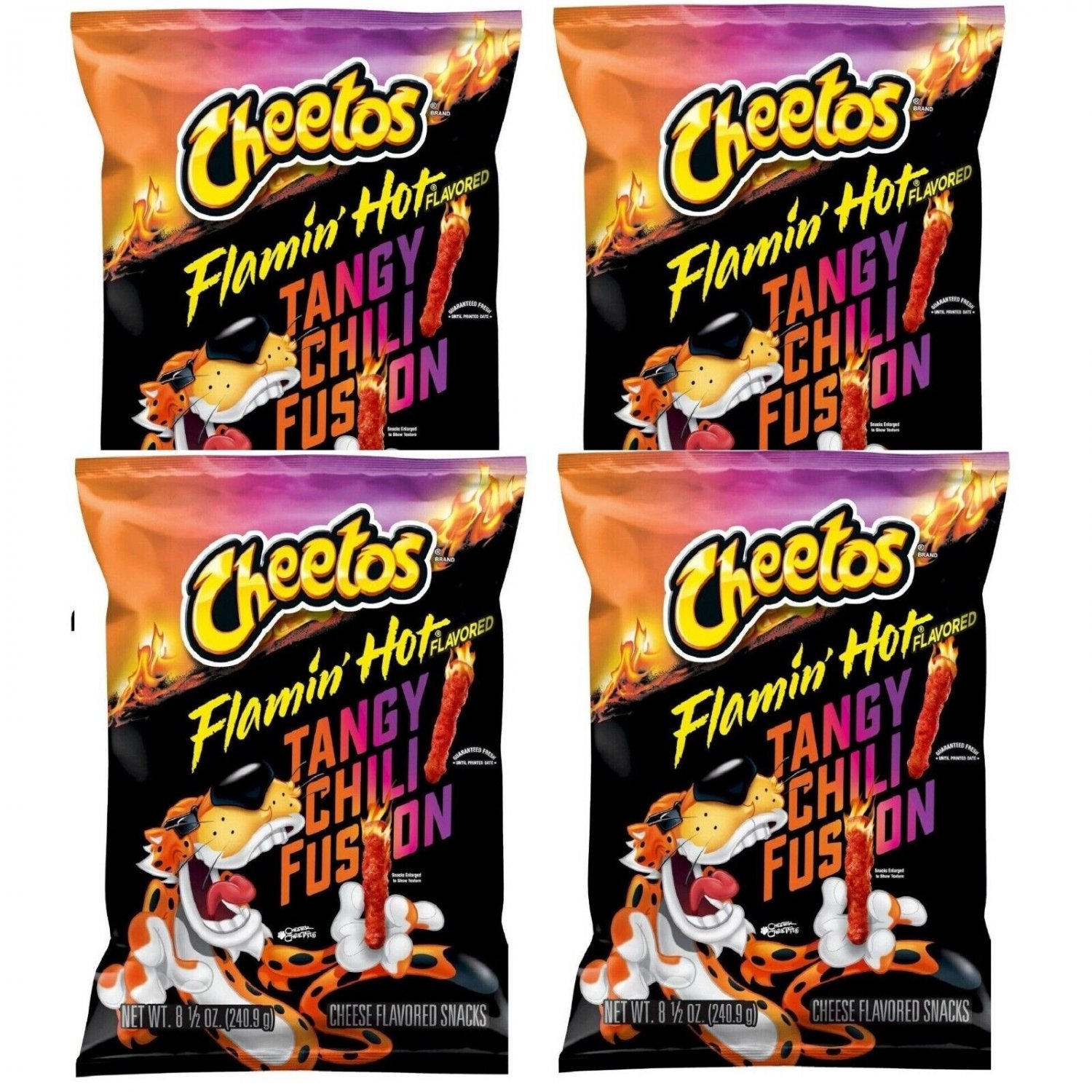 Cheetos Flamin’ HOT TANGY CHILI FUSION Flavored Snack, 8.5 oz (4 Bags
