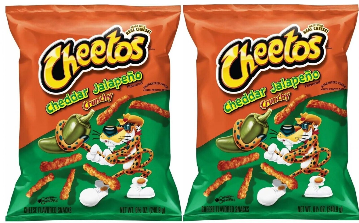 Cheetos Crunchy CHEDDAR JALAPENO Flavored Snacks, 8.5oz Bags (Pack of 2)