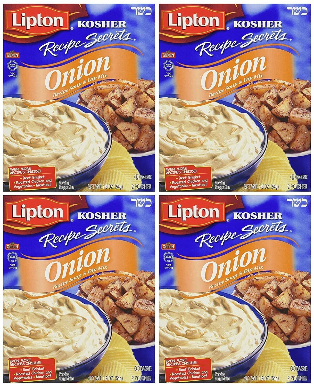 Lipton KOSHER, Recipe Secrets, ONION Soup and Dip Mix, 2 oz., 4 Boxes