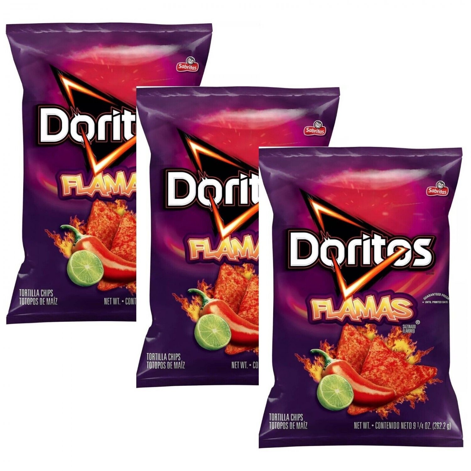 Doritos FLAMAS Flavor Tortilla Chips, 9.25 Oz Bags (Pack Of 3)